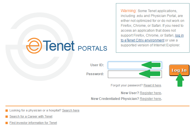 eTenet Login homepage eTenet portal