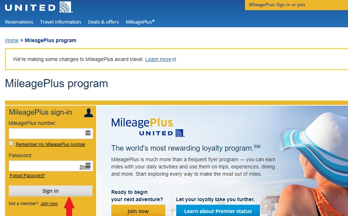 united airlines mileage plus login